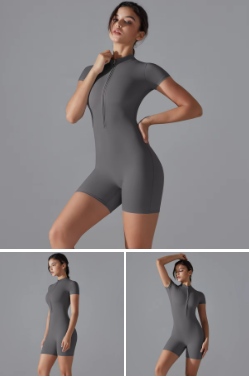 Women's Short Zipper Workout Jumpsuit