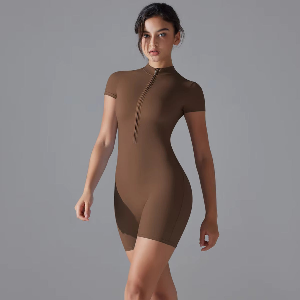Women's Short Zipper Workout Jumpsuit