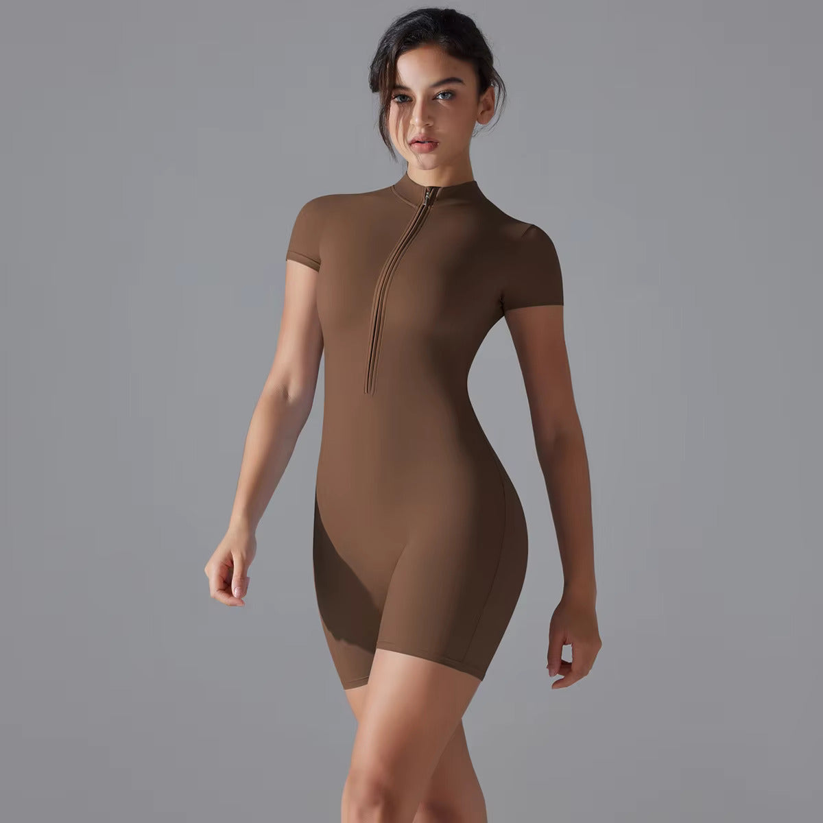Women's Short Zipper Workout Jumpsuit