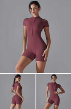 Women's Short Zipper Workout Jumpsuit