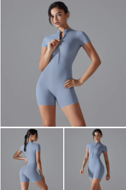 Women's Short Zipper Workout Jumpsuit