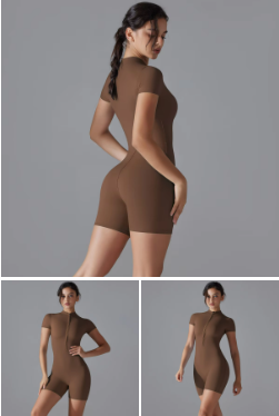 Women's Short Zipper Workout Jumpsuit